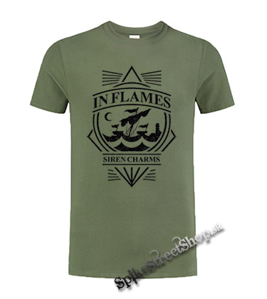 IN FLAMES - Siren Charms - olivové pánske tričko