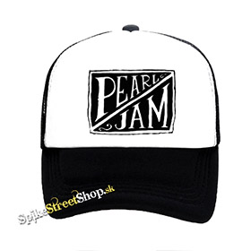 PEARL JAM - Logo - čiernobiela sieťkovaná šiltovka model "Trucker"