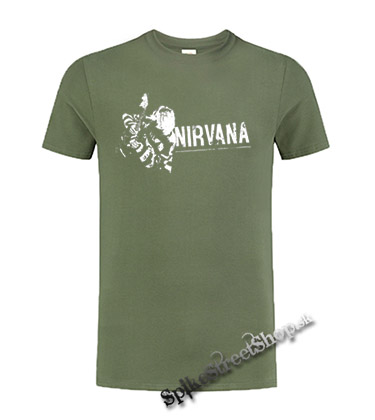 NIRVANA - Kurt Cobain - olivové pánske tričko