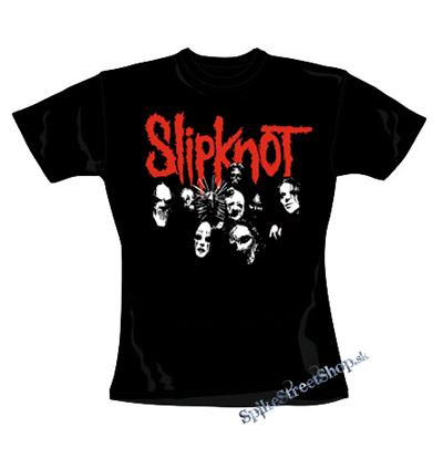 SLIPKNOT - Red Logo Band - čierne dámske tričko