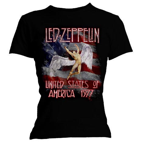LED ZEPPELIN - Stars N Stripes Skinny Fit - čierne dámske tričko