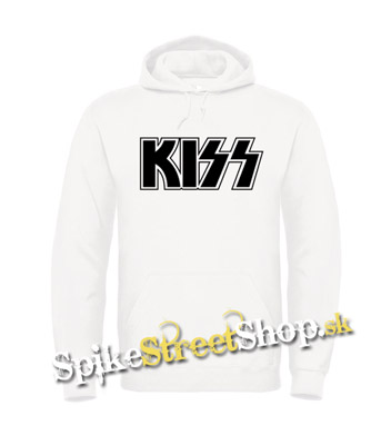 KISS - Logo Black - biela pánska mikina