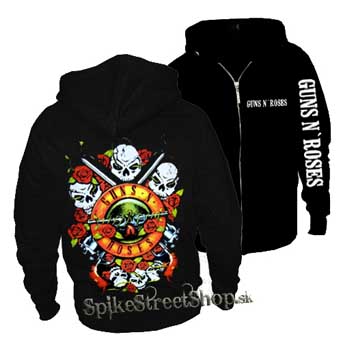 GUNS N ROSES - Skulls Logo - čierna pánska mikina na zips
