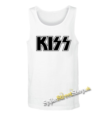 KISS - Black Logo - Mens Vest Tank Top - biele