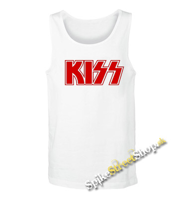 KISS - Red Logo - Mens Vest Tank Top - biele
