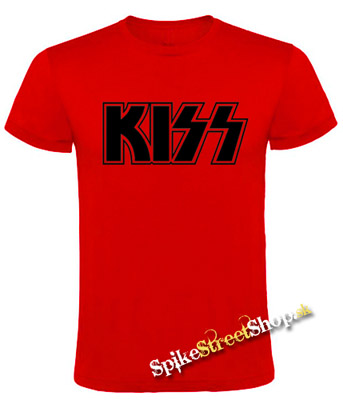 KISS - Logo Black - červené pánske tričko