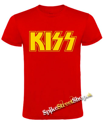 KISS - Logo Yellow - červené pánske tričko
