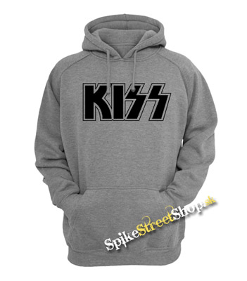 KISS - Logo Black - šedá pánska mikina