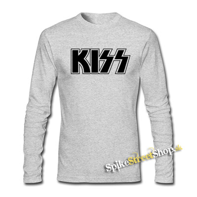 KISS - Logo Black - šedé detské tričko s dlhými rukávmi