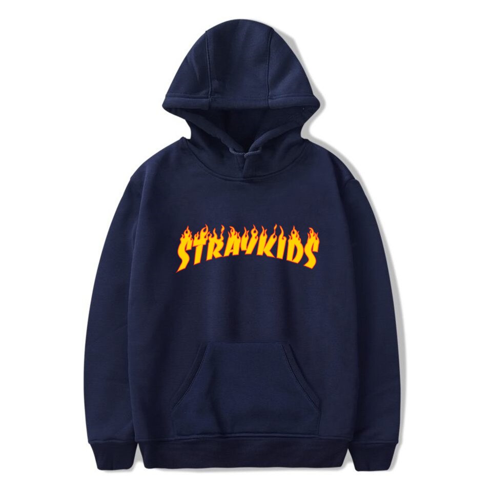 STRAY KIDS - Logo Flame - tmavomodrá pánska mikina