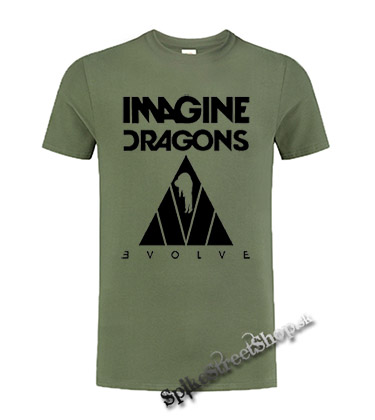 IMAGINE DRAGONS - Evolve Triangle Black - olivové detské tričko