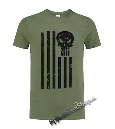 LEBKA - PUNISHER AMERICAN - olivové detské tričko