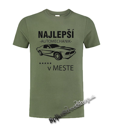 NAJLEPŠÍ AUTOMECHANIK V MESTE - olivové detské tričko