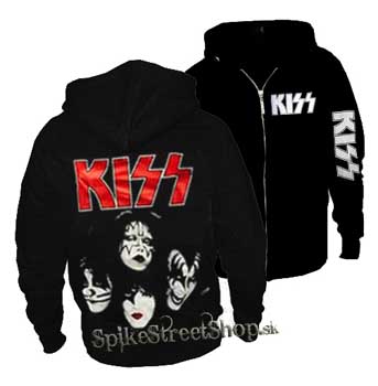 KISS - Tváre - čierna pánska mikina na zips
