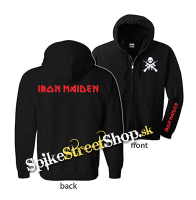 IRON MAIDEN - Red Logo - čierna detská mikina na zips
