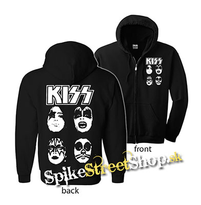 KISS - Band Four Faces - čierna detská mikina na zips