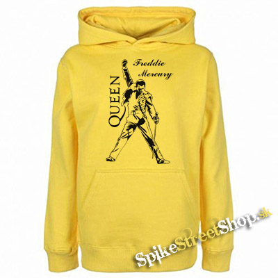 FREDDIE MERCURY - Logo & Portrait - žltá pánska mikina
