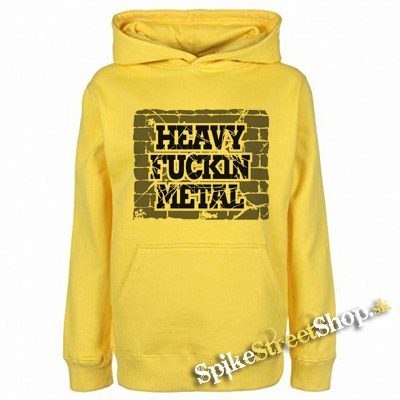 HEAVY FUCKING METAL - žltá pánska mikina