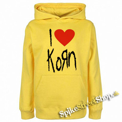 I LOVE KORN - žltá pánska mikina