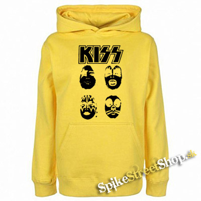 KISS - Band Four Faces - žltá pánska mikina