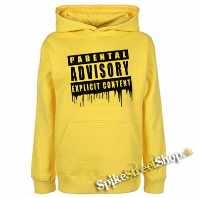 PARENTAL ADVISORY EXPLICIT CONTENT - žltá pánska mikina