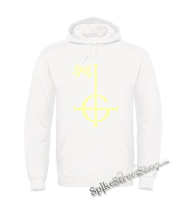 GHOST - Gold Logo - biela pánska mikina