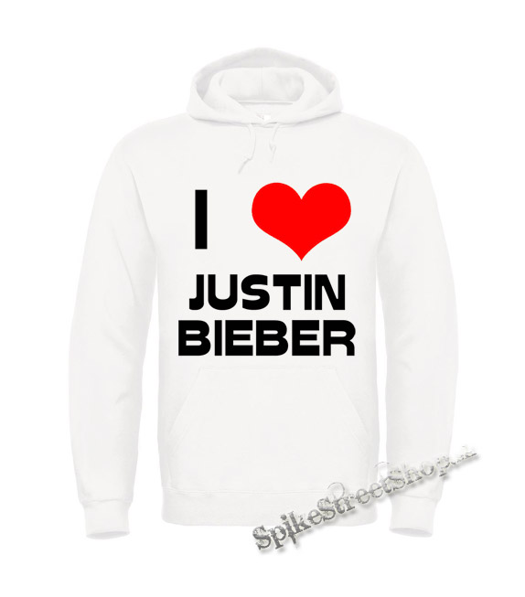 I LOVE JUSTIN BIEBER - biela pánska mikina