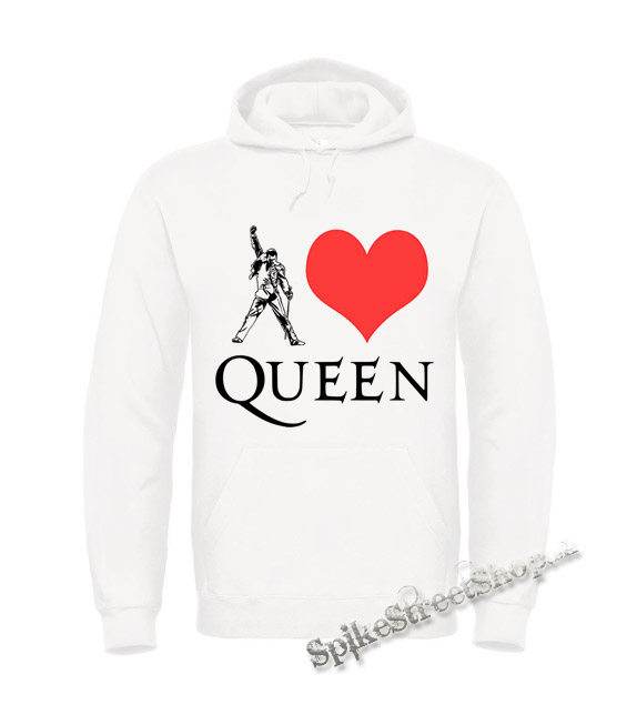 I LOVE QUEEN - biela pánska mikina
