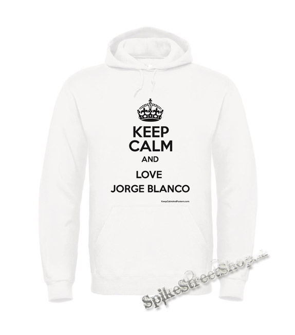 KEEP CALM AND LOVE JORGE BLANCO - biela pánska mikina