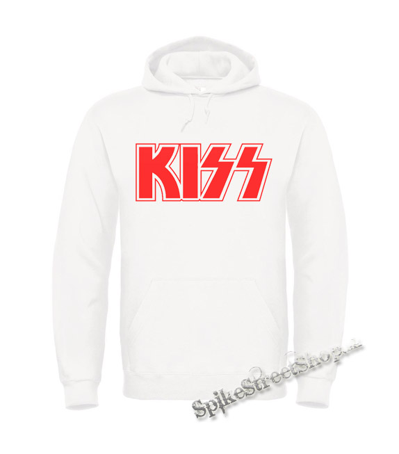 KISS - Red Logo - biela pánska mikina