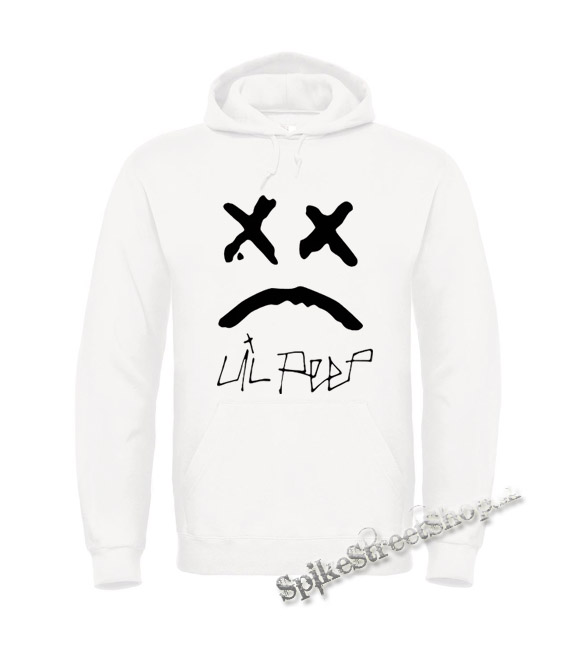 LIL PEEP - Sad Face And Logo - biela pánska mikina