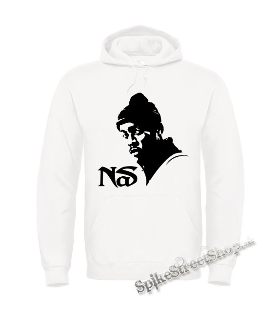 NAS - Logo & Portrait - biela pánska mikina