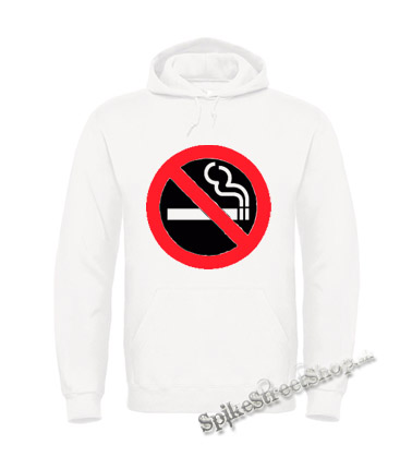 NO SMOKING - biela pánska mikina