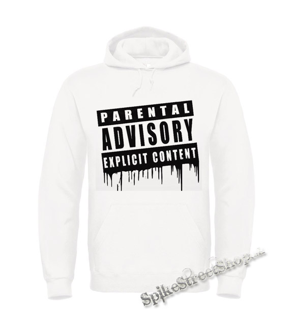 PARENTAL ADVISORY EXPLICIT CONTENT - biela pánska mikina