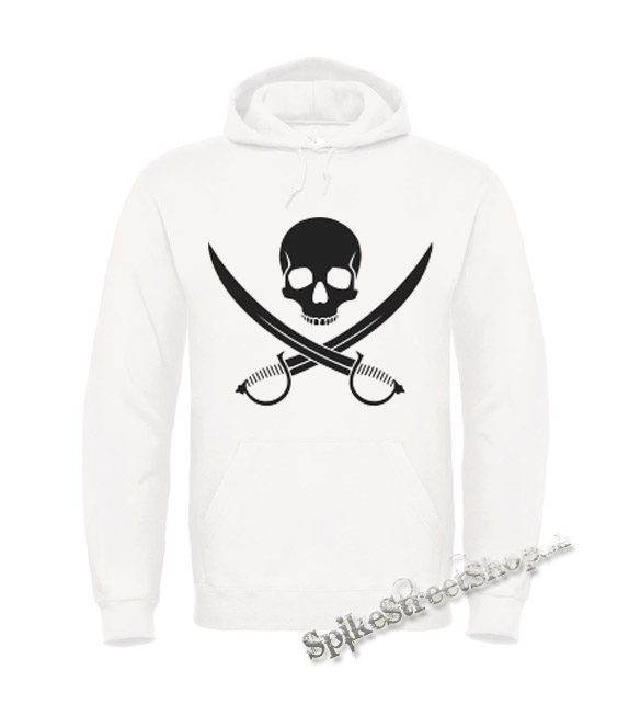 PIRATE SKULL - biela pánska mikina