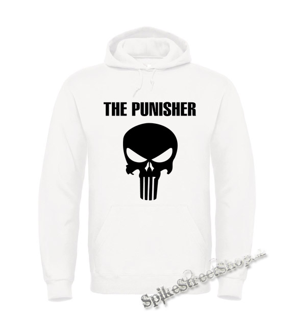 PUNISHER - Logo & Lebka - biela pánska mikina