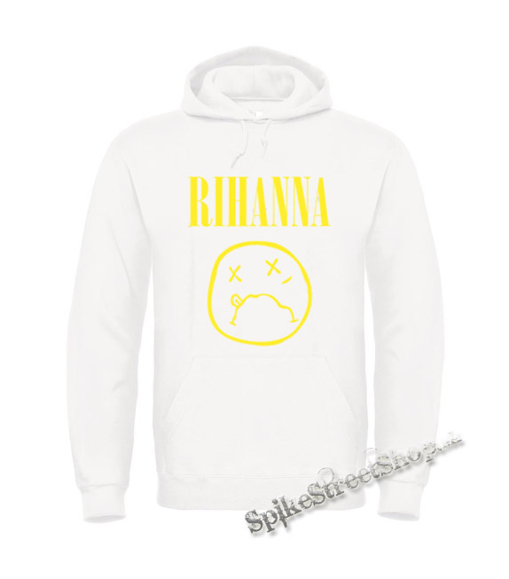 RIHANNA - Smile With Logo - biela pánska mikina