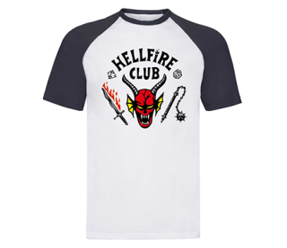 STRANGER THINGS - HELLFIRE CLUB - dvojfarebné tmavomodré tričko (-50%=VÝPREDAJ)