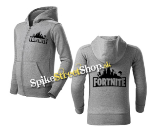 FORTNITE - Logo - šedá detská mikina na zips (-80%=VÝPREDAJ)