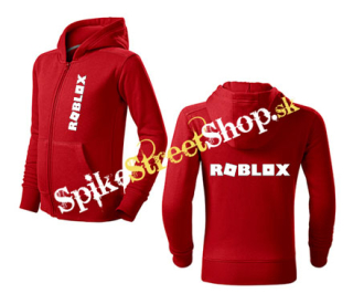 ROBLOX - Logo Symbol White - červená detská mikina na zips (-50%=VÝPREDAJ) 