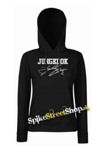 JUNGKOOK - Logo & Signature - čierna dámska mikina (-50%=VÝPREDAJ)