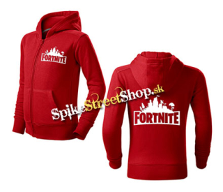FORTNITE - Logo - červená detská mikina na zips (-50%=VÝPREDAJ)