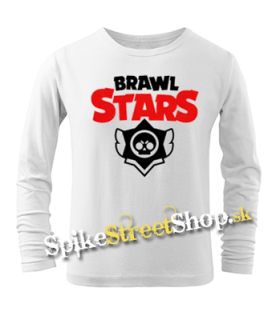 BRAWL STARS - Logo - biele detské tričko s dlhými rukávmi (-50%=VÝPREDAJ)