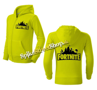 FORTNITE - Logo - limetková detská mikina na zips (-80%=VÝPREDAJ)