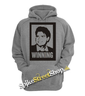 CHARLIE SHEEN - Winning - šedá pánska mikina (-50%=VÝPREDAJ)