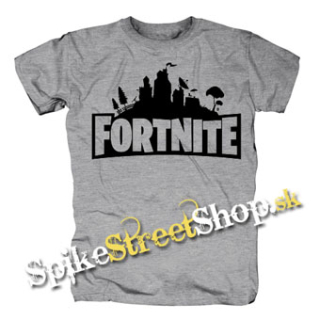 FORTNITE - Logo - sivé detské tričko (-50%=VÝPREDAJ)