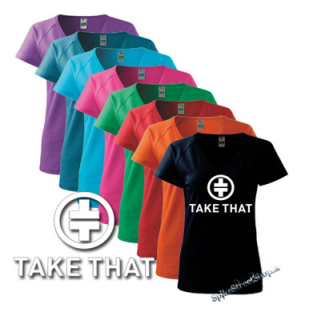 TAKE THAT - Logo - farebné dámske tričko (-50%=VÝPREDAJ)