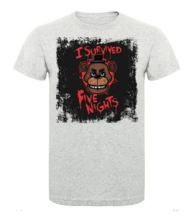 FIVE NIGHTS AT FREDDY´S - I Survived Five Nights- šedé detské tričko (-60%=VÝPREDAJ)