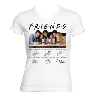 FRIENDS - PRIATELIA - Poster Signature - biele dámske tričko (-60%=VÝPREDAJ)