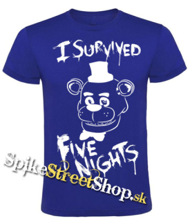 I SURVIVED FIVE NIGHTS AT FREDDY´S - detské tričko vo farbe kráľovská modrá (-50%=VÝPREDAJ)